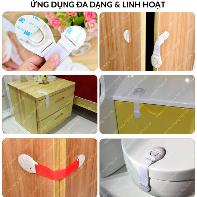 Dây Đai Khoá Tủ Lạnh Dạng Gài Móc Khoá Tủ Trẻ Em Keo Dán Siêu Dính Chịu Lực Tiện Lợi