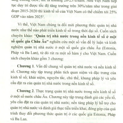 Quản Trị Nhà Nước Trong Nền Kinh Tế Số Ở Một Số Nước Châu Âu (Sách chuyên khảo) - Viện Nghiên Cứu Châu Âu - PGS.TS. Đặng Minh Phúc (Chủ biên)
