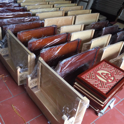 Bộ bàn thờ chung cư kt 69cm bằng gỗ sồi  + ám khói + chữ thọ hay chữ phúc 