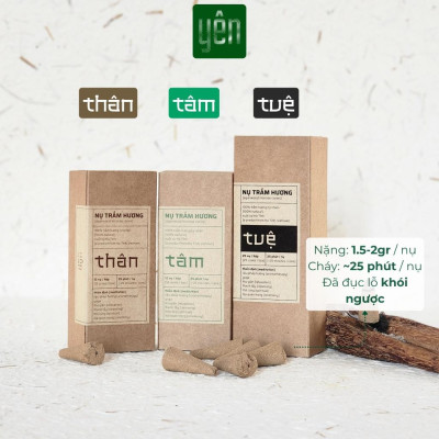 Nụ Trầm Hương Yên Loại Thân, Tâm, Tuệ Sạch Tự Nhiên Ít Khói An Toàn Dùng Thiền Thờ Cúng Thư Giãn
