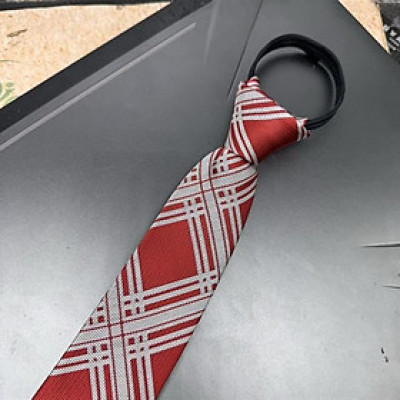 Cà vạt nam mẫu thắt sẵn dây kéo bản nhỏ 6cm mẫu đỏ caro trắng