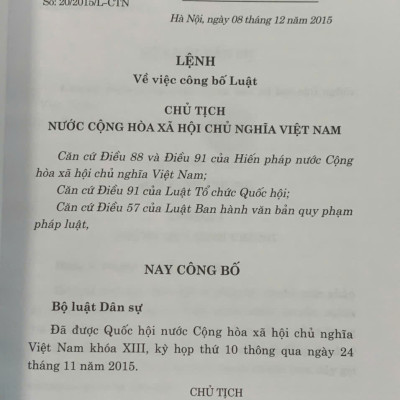 Bộ Luật Dân Sự (Hiện Hành)