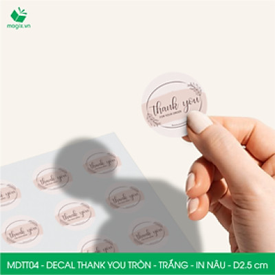 MDTT04 - D2.5cm - 500 Sticker Thank you, decal Thank you tròn dán hộp carton, tem cám ơn, nhãn dán cảm ơn trang trí gói hàng