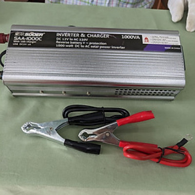 Kích Chuyển Đổi Điện Suoer 1000W 2IN1 - Kích 12V Lên 220V Kèm Sạc Ắc Quy Tự Ngắt Khi Đầy