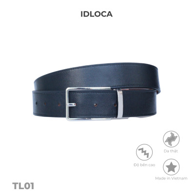 Thắt lưng nam cao cấp IDLOCA - 2 mặt da bò nâu và đen, đầu xoay hợp kim nhập khẩu (dây nịt nam)
