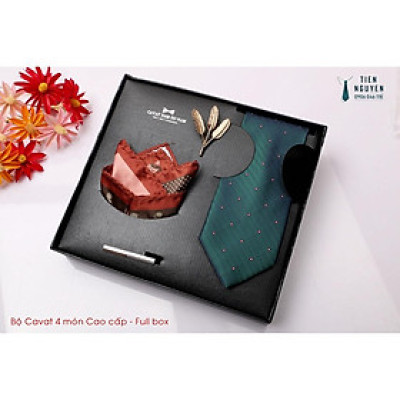Cavat Bộ Cao Cấp Hàn Quốc 4 món Phụ Kiện - Full box kèm túi xách, Xanh bộ đội