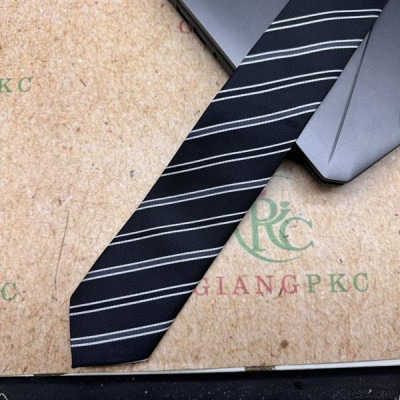 Cà vạt nam mẫu thắt sẵn dây kéo bản nhỏ 6cm mẫu đen kẻ trắng