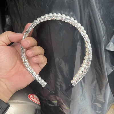 Băng đô phụ kiện tóc nữ hạt trai kèm dây đá hai vòng ấn tượng 5-2021 Giangpkc