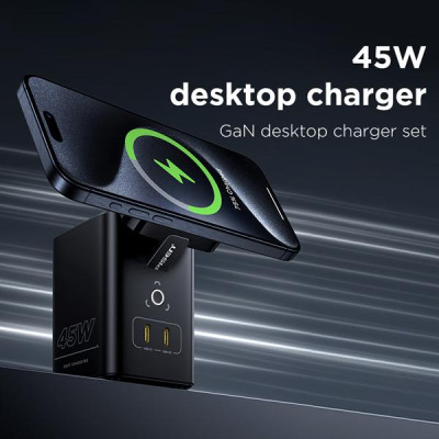 Bộ Sạc Nhanh 4 Trong 1 Pisen Desktop Magstation 45W