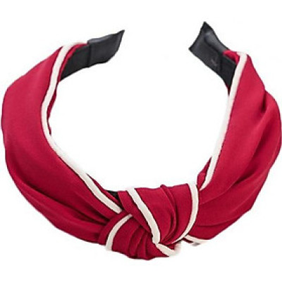 Bờm cài tóc turban nữ BN33B bản to màu đỏ viên trắng