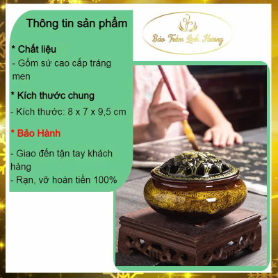 Lư Xông Đốt Trầm Hương Gốm Sứ Men Rạn Ngọc Chất Lượng Cao - HÀNG CHÍNH HÃNG MINIIN