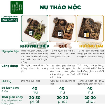 Nụ Khuynh Diệp Sạch Ít Khói Hộp 40 Nụ Yên Tự Nhiên Không Hóa Chất Thờ Cúng Thư Giãn Xông Nhà Tẩy Uế