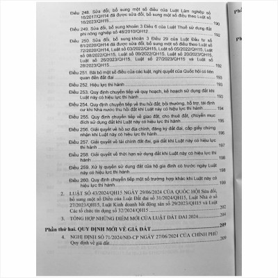 Sách Luật Đất Đai (sửa đổi, bổ sung 2024) – Và Các Văn Bản Hướng Dẫn Thi Hành Về Giá Đất, Bồi Thường, Hỗ Trợ, Tái Định Cư Khi Nhà Nước Thu Hồi Đất (V2427D)