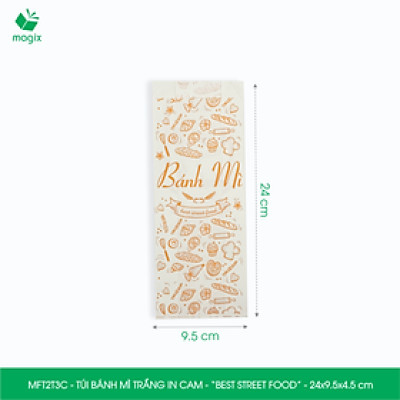 MFT2T3C - 24x9.5x4.5 cm - 100 túi giấy đựng bánh mì, túi đựng thức ăn mang đi, túi take away