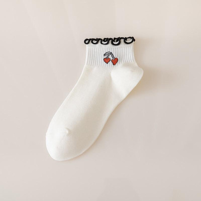 Vớ Thuyền Mỏng Viền Ren Màu Trắng Đen Phong Cách Nhật Bản Ngọt Ngào Thời Trang Xuân Thu Cho Nữ