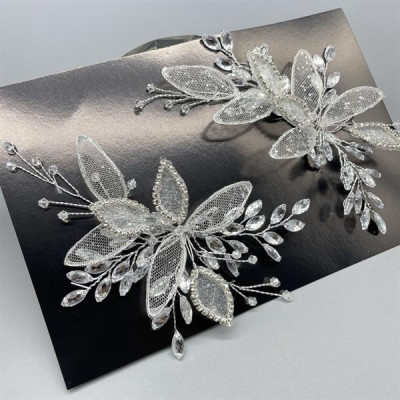 Cài tóc cô dâu hoa nhũ kết đá cho ngày cưới mẫu mới t7/2024