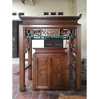 bàn thờ sen gỗ sồi 127cm