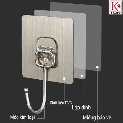 Set 10 Miếng Dán Tường Siêu Dính Tráng Bạc + Móc Inox 304 Chống Gỉ Cực Chắc - HÀNG CHÍNH HÃNG MINIIN