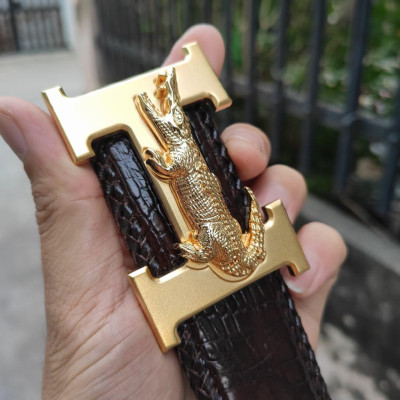 Dây nịt da bụng cá sấu liền tấm 4cm 