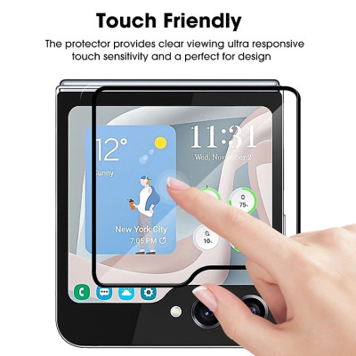 Dán kính cường lực màn hình trước / phụ cho Samsung Galaxy Z Flip 6 / Flip 5 5G hiệu HOTCASE Kuzoom 3D - Phủ Nano, Vát cạnh 2.5D, độ trong suốt HD - Hàng nhập khẩu