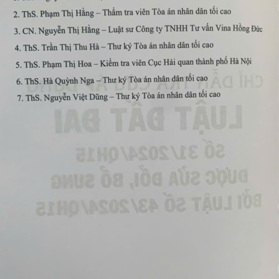 Chỉ dẫn tra cứu áp dụng Luật Đất Đai số 31/2024/QH15 được sửa đổi, bổ sung bởi luật số 43/2024/QH15