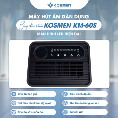 Máy Hút Ẩm Kosmen KM-60S Công Suất 60 lít/ngày, Công Nghệ Ion Âm - Hàng Chính Hãng