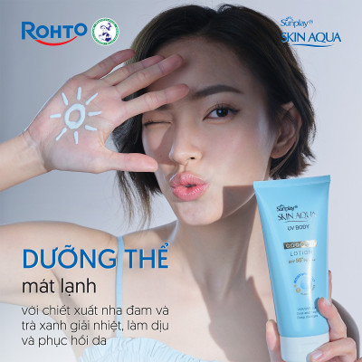 Kem chống nắng body Skin Aqua mát lạnh dùng hàng ngày Sunplay Skin Aqua UV Body Cooling Lotion SPF 50+ PA++++ 150g