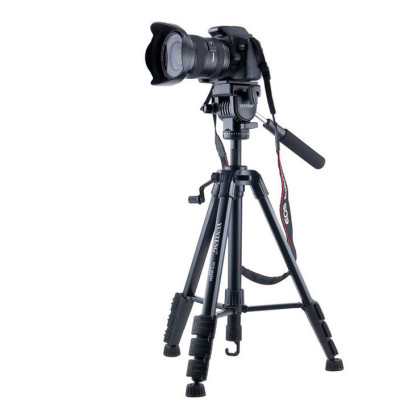 Chân máy YUNTENG VCT-691RM dùng cho máy ảnh, máy quay và điện thoại ( Kèm đầu kẹp xoay 360 độ, Remote và túi đựng) - Hàng chính hãng