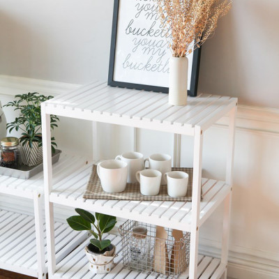 KỆ GỖ ĐỂ LÒ VI SÓNG 3 TẦNG HÀN QUỐC MÀU TRẮNG - OVEN RACK 3F WHITE