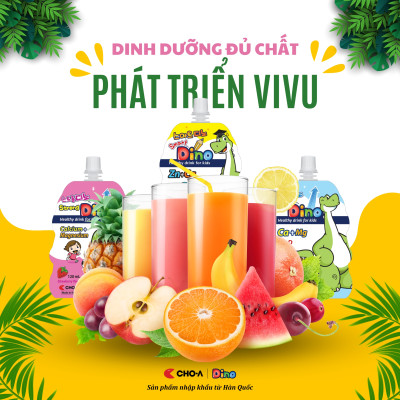 Combo 3 Túi Nước Dino LongDino/StrongDino Dành Cho Trẻ Em (3 Vị Sữa x Dâu x Táo)