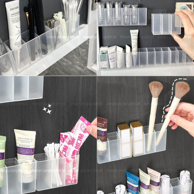 Khay Đựng Son Môi 3 Ngăn Dán Tường Hộp Nhỏ Trong Suốt Gắn Cánh Tủ Treo Đồ Trang Điểm Để Mỹ Phẩm
