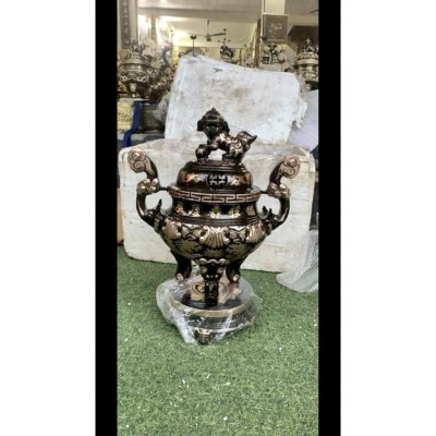 Đỉnh hoa sòi đồng đỏ cao 50 cm x 32 cm nặng gần 20 kg  chất liệu bằng đồng đỏ nguyên chất đỉnh thờ cúng phong thủy
