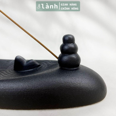 Đế Nhang Nụ Trầm Hương Sứ Tráng Men Cao Cấp Họa Tiết Tranh Thủy Mặc Phong Thủy Sông Núi Thiền Nhật Thủ Công 3 Lành