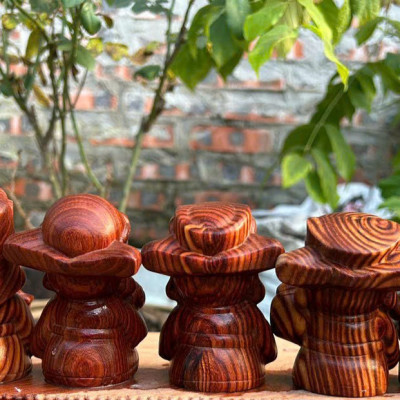 Bộ tượng năm vị thần tài  may mắn bằng gỗ trắc kt 9×6cm