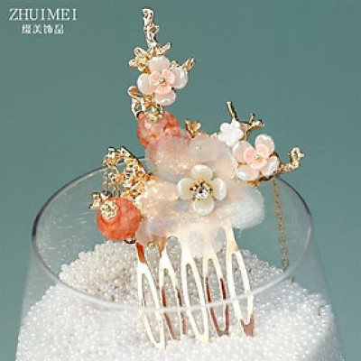 Bộ trâm cài tóc quý phi hồng ba món kèm bông tai 4-2021 Giangpkc sp220705