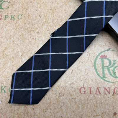 Cà vạt nam mẫu thắt sẵn dây kéo bản nhỏ 6cm màu đen caro chấm xanh