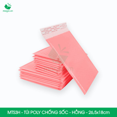 MTS3H - 26.5x18cm - COMBO 25 TÚI GÓI HÀNG CHỐNG SỐC BỌC BÓNG KHÍ MÀU HỒNG PASTEL