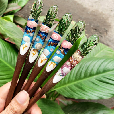 TRÂM CÀI TÓC GỖ-RESIN & ỐC BIỂN