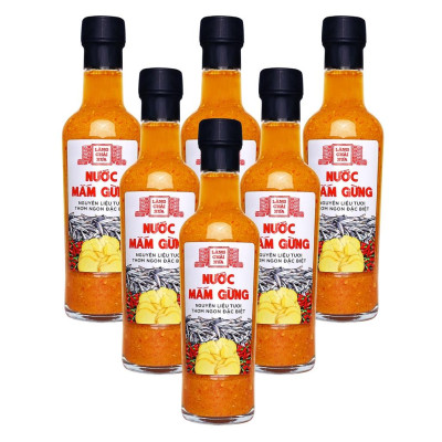 Nước mắm gừng pha sẵn cao cấp Làng Chài Xưa nguyên liệu tươi thơm ngon đặc biệt từ gừng tỏi ớt tươi chai thủy tinh 330g