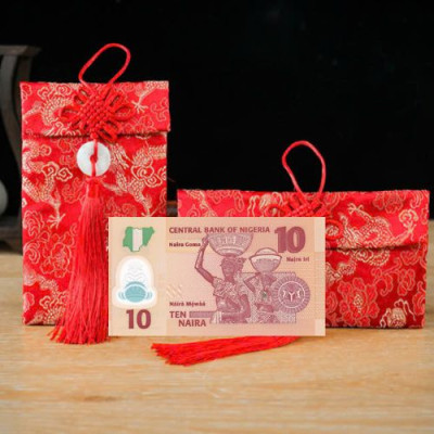 Túi gấm màu cam loaị 10 Nigeria poly sưu tầm, làm quà tặng