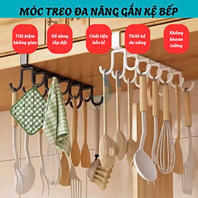 Móc Treo Dưới Gầm Tủ – Tiết Kiệm Không Gian Kệ Treo Dụng Cụ Nhà Bếp Gắn Tủ Móc Treo Ly Tách và Đồ Nhà Bếp Dưới Kệ 10 Móc