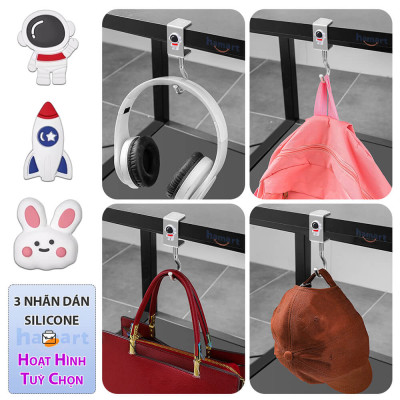 Móc Treo Balo Kẹp Cạnh Bàn Làm Việc Hamart Xoay 360 Treo Cặp Túi Xách Bình Nước Thép Xoắn Ốc Cố Định