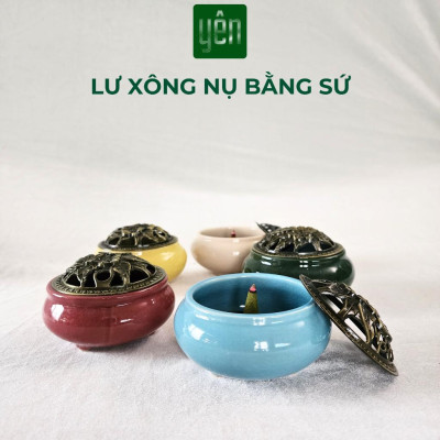 Lư Xông Nhang Nụ Thảo Mộc Bằng Sứ Cao 7cm Nhiều Màu Sắc Phong Thủy Trang Trí Bàn Thờ Dâng Hương