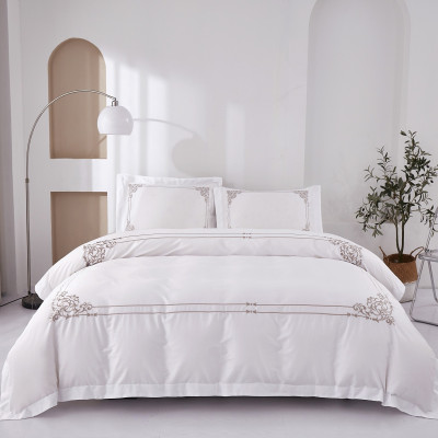 Bộ chăn ra Casa Bello Home -Set Victoria Sand Bộ chăn ga gối Cotton satin thêu họa tiết thêu 5 món