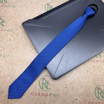 Cà vạt nam mẫu thắt sẵn dây kéo bản nhỏ màu xanh bích chấm mẫu 6cm