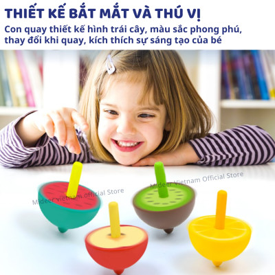 Con quay cho bé, đồ chơi con xoay gỗ spinner Mideer Mini Spinning Tops