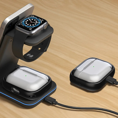 Bao Case Ốp trong suốt tích hợp chân đế đỡ điện thoại cho Airpods Pro 2 / Airpods 4 - Hàng Chính Hãng