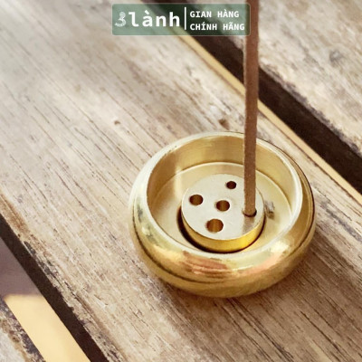 Đế Cắm Nhang Trầm Hương 5-9 Lỗ Bằng Đồng Thau Nguyên Chất Hình Trống Tối Giản Phù Hợp Nhiều Kích Thước Nhang