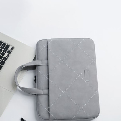 Túi xách da chống sốc cho máy tính, macbook, laptop màu hồng cute - Tặng kèm gấu bông và ví đựng phụ kiện