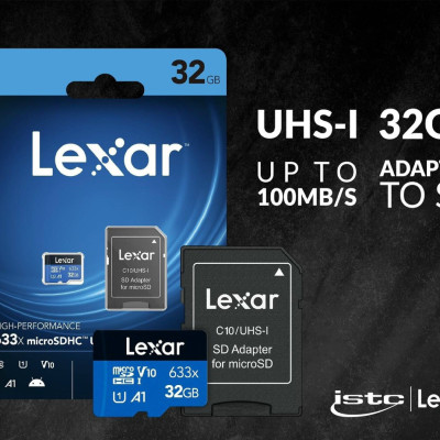 Thẻ Nhớ 32Gb Lexar 32GB MICRO  633X Tốc Độ 100mb/s Tặng Adapter - Hàng Chính Hãng